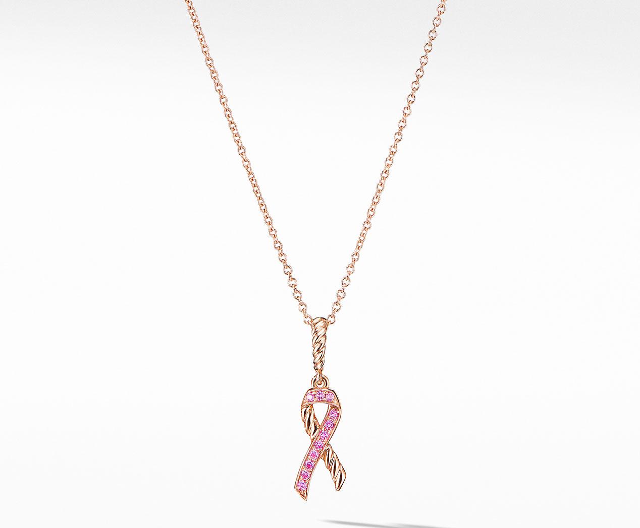 Silver Pink Sapphire Ribbon Necklace