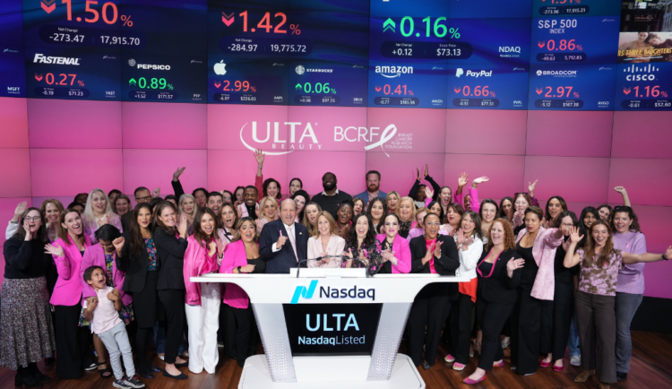 BCRF and Ulta Beauty employees at the Nasdaq bell ceremony